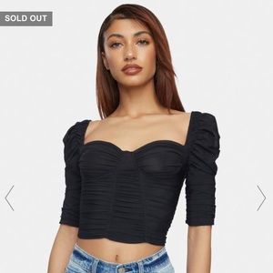 HIDDEN LIAR RUCHED PUFF SLEEVE TOP - Kiki Riki
